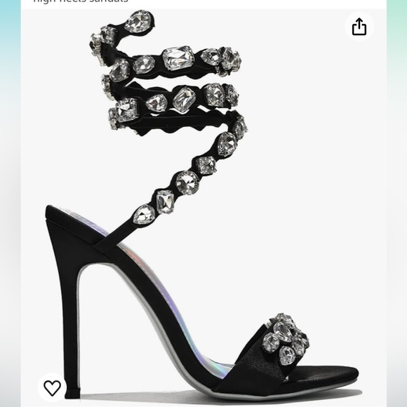 Cape Robbin Women Rhinestone Jewel Spiral Black ankle wrap strap heels - Picture 2 of 8